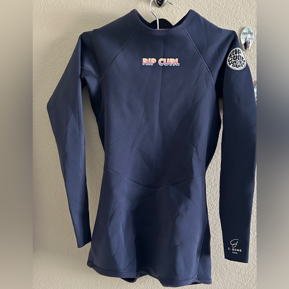 Rip Curl Navy Neoprene Long Sleeve Surf Jacket with Rainbow Zip size 8 - Picture 3 of 10